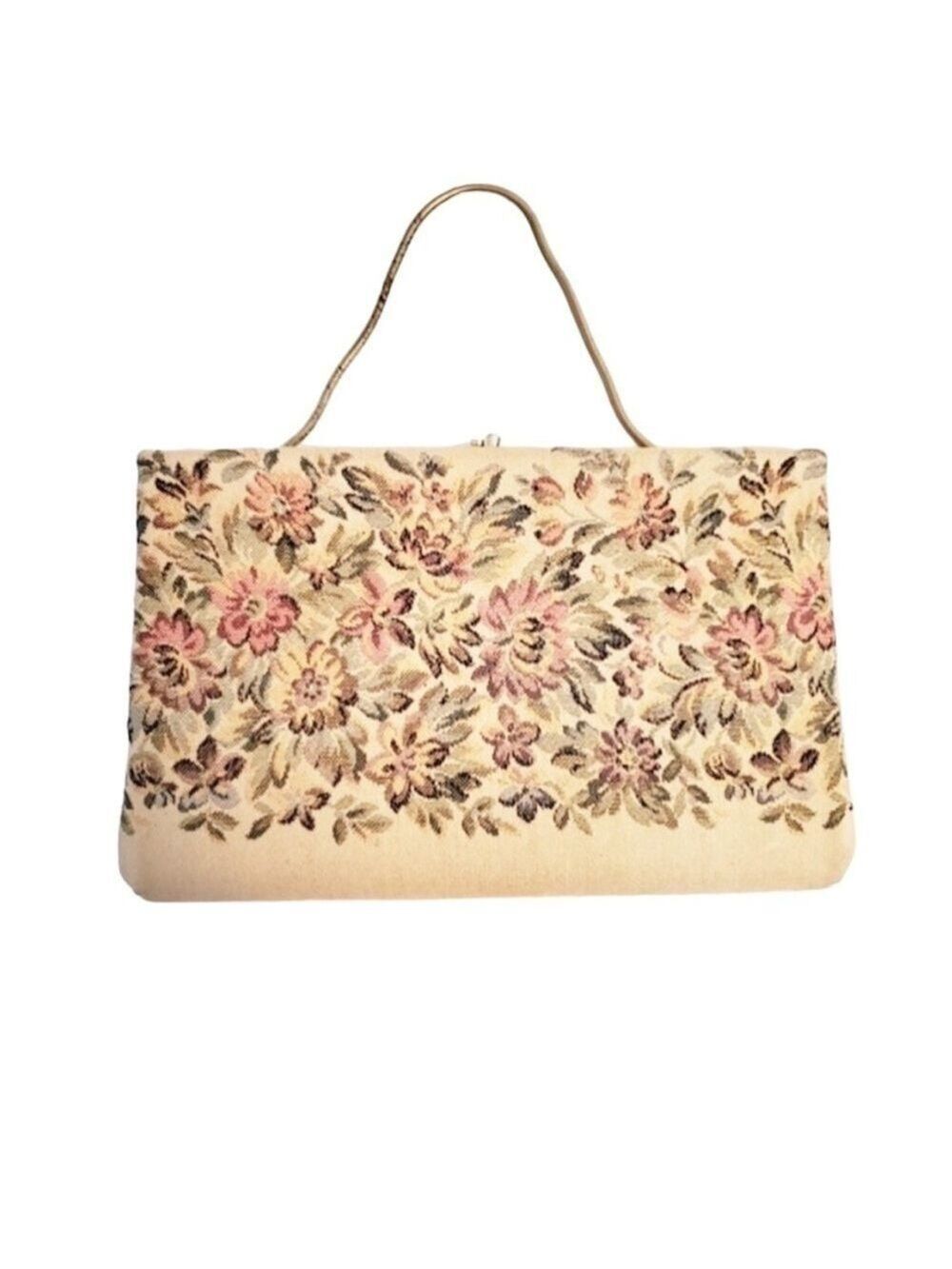 VINTAGE Tapestry Needlepoint Chained Mini Clutch